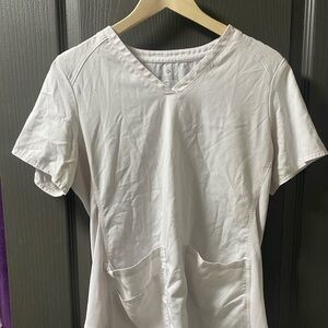 Med Couture White V-Neck Short Sleeve Top